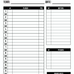 HAWAIIANHARDBALL BASEBALL/SOFTBALL 4-PART LINEUP CARDS